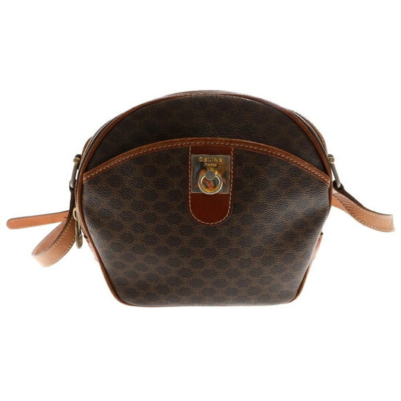 Celine Macadam Triomphe Shoulder Bag Brown Leather - Picture 1 of 5
